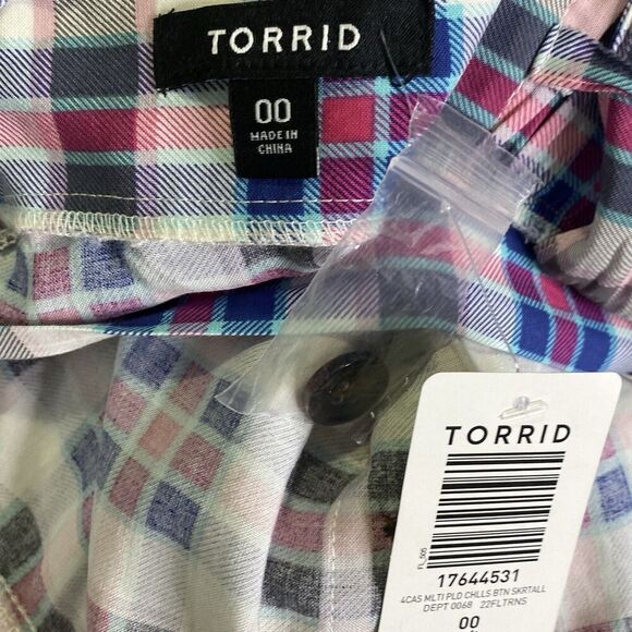 Torrid Skirtall Skirt Overall Pockets Pink Plaid Alt Flannel NWT Size 00 Large - Picture 5 of 8